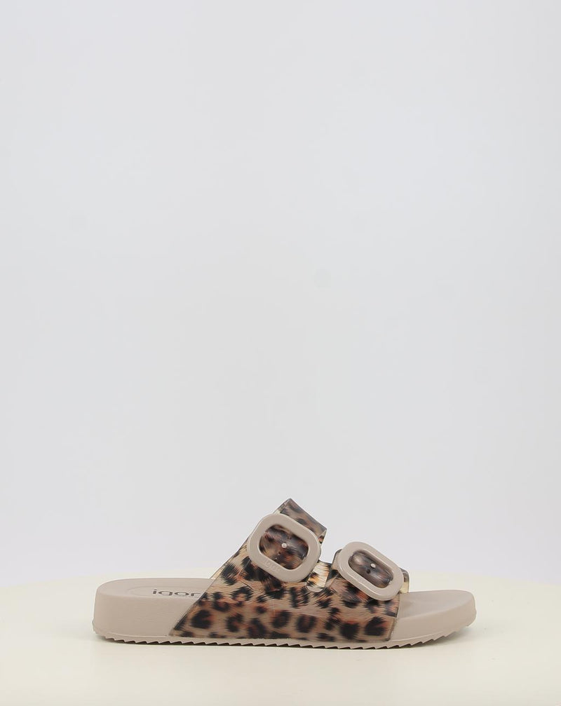 Chanclas IGOR HABANA BRILLO LEO SAND animal print