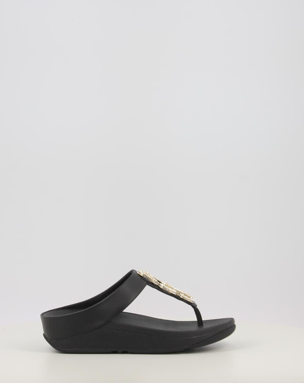 FINO CRYSTAL CHAIN LEATHER TOE POST SANDALS