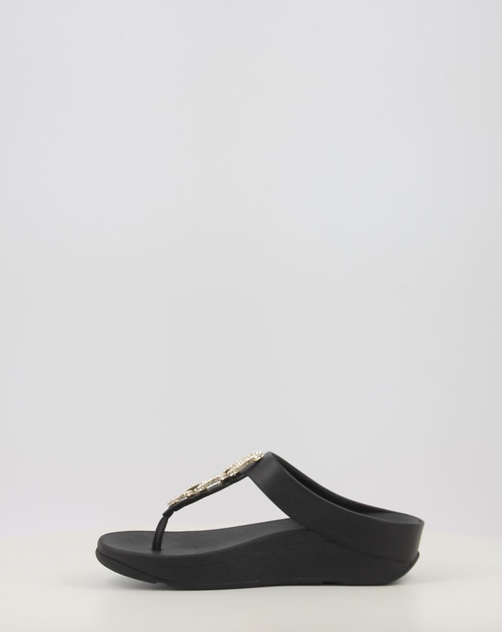 FINO CRYSTAL CHAIN LEATHER TOE POST SANDALS